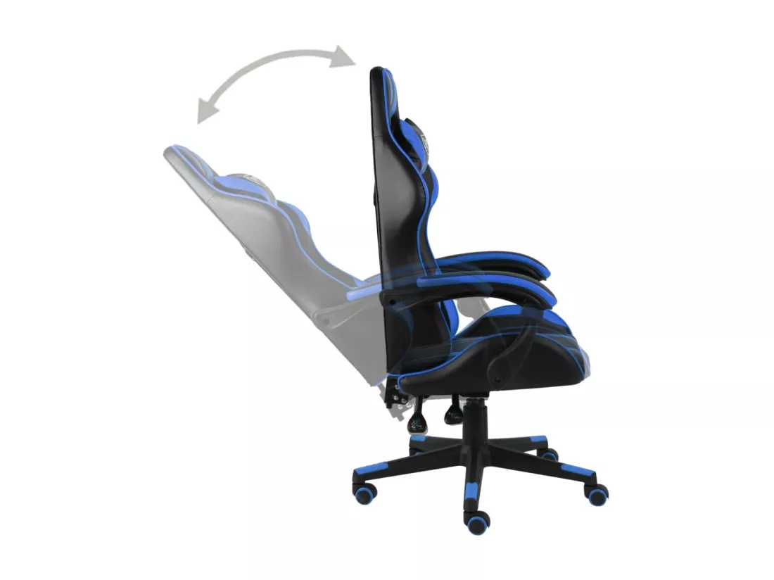 Fauteuil de jeux vidéo Noir et bleu Similicuir