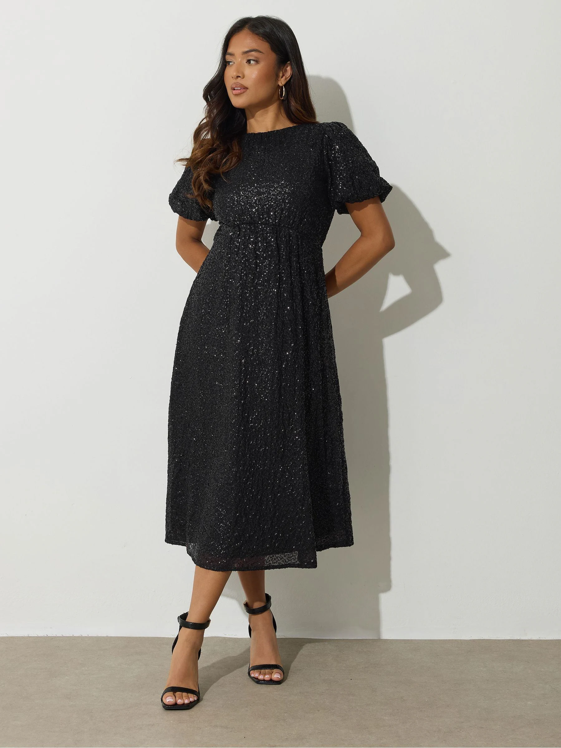 PixieGirl Petite Tie Back Sequin Midi Dress