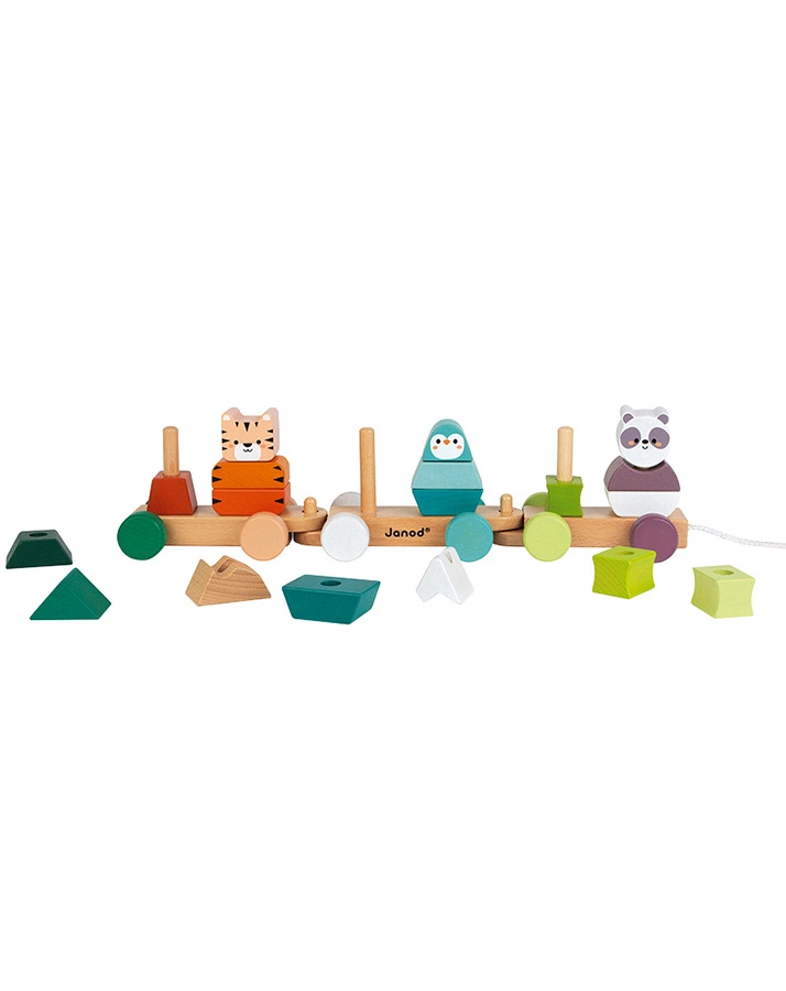 Janod-WWF® Nachziehspielzeug TIGER, PANDA & PINGUIN aus Holz
