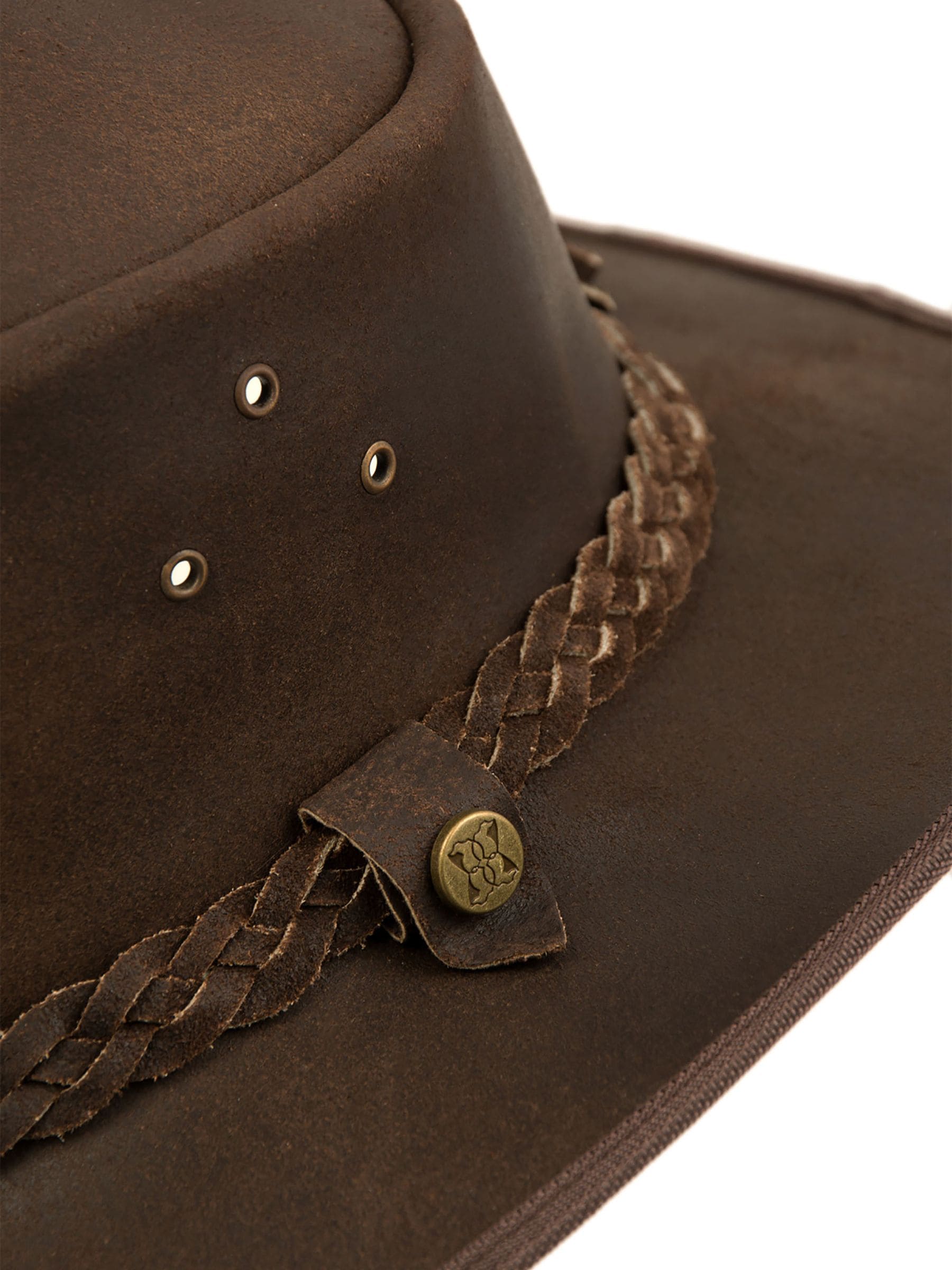 Bruin - Lakeland Leather - Leren Outback III hoed in Australische stijl