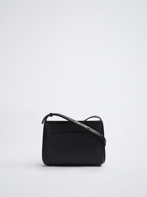 Bolsa de ombro gravada - Preta
