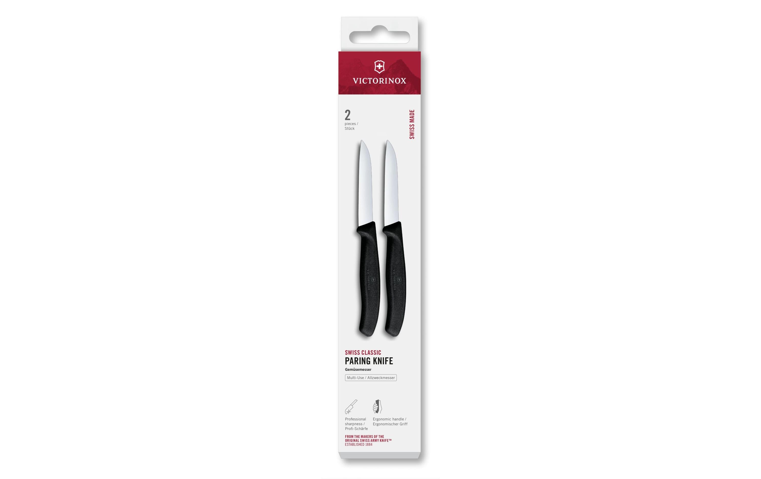 Gemüsemesser Swiss Classic, 8 cm, Schwarz, 2 StückGemüsemesser-Set