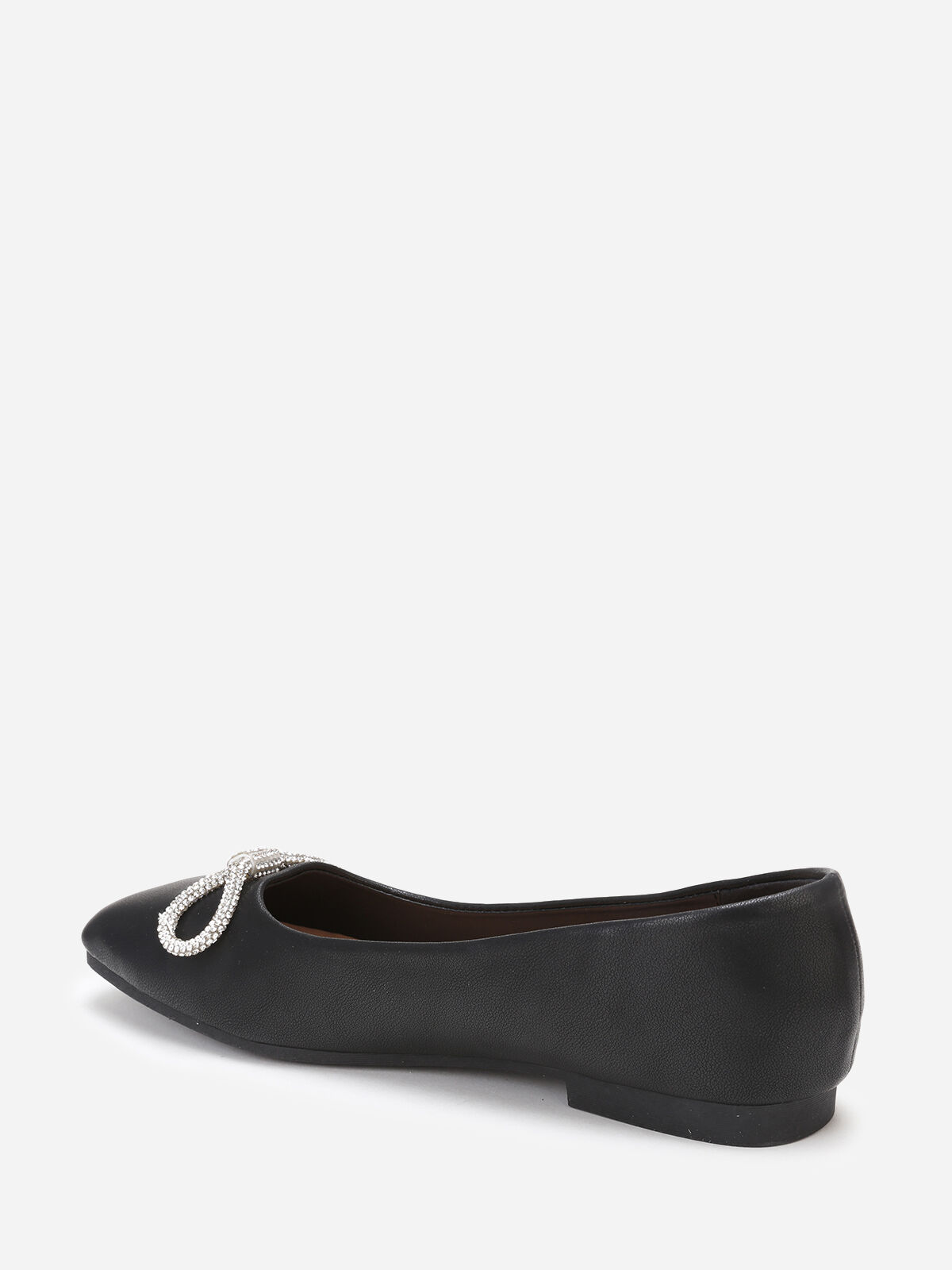 Ballerines carrées à noeud en strass- Noir