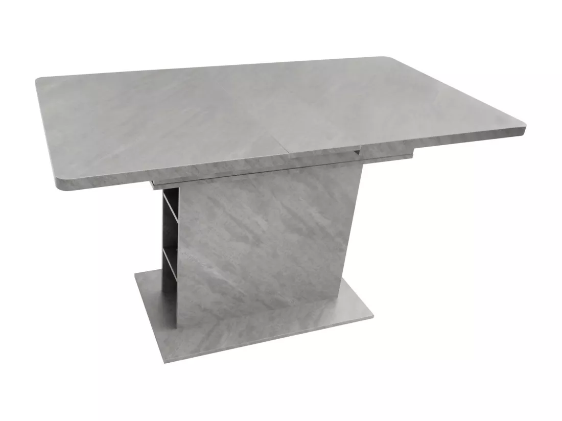 Table à manger extensible - 6 à 8 personnes - avec 6 niches - Effet béton gris - panneaux de particules - 110/130x70cm