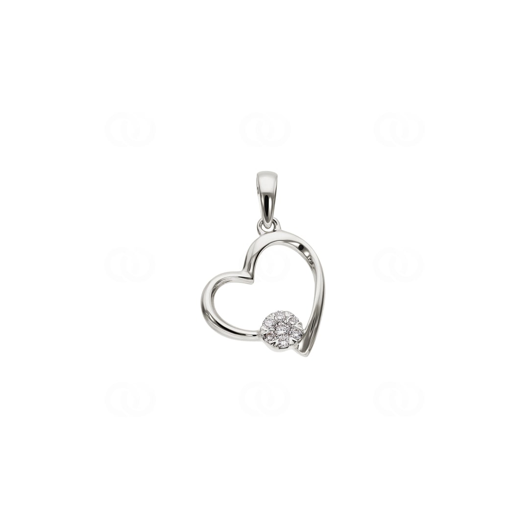 Herzanhänger 750/18 K Weissgold mit Diamanten 0.05 ct H/si