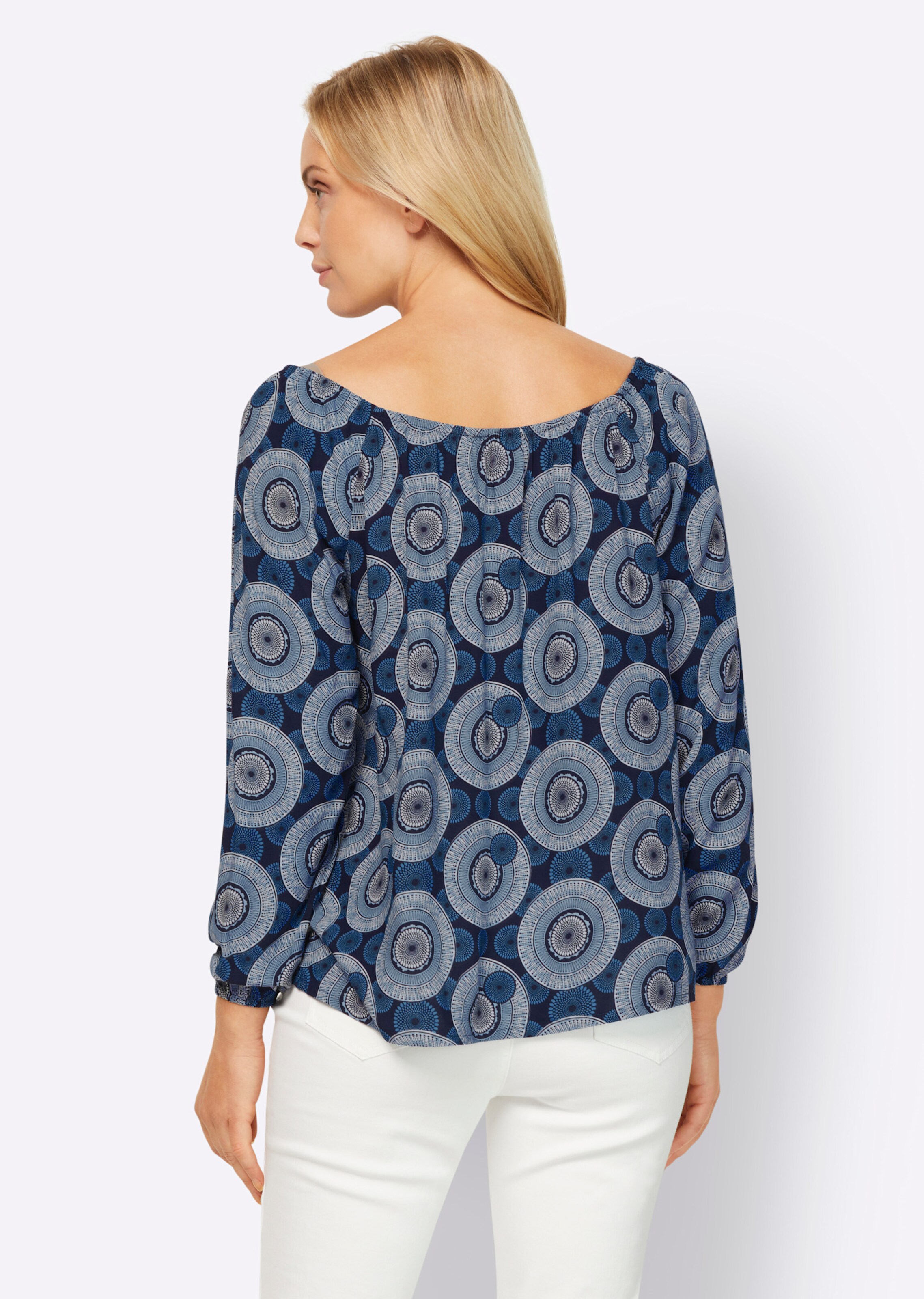heine Druckbluse in jeansblau-hellblau-bedruckt