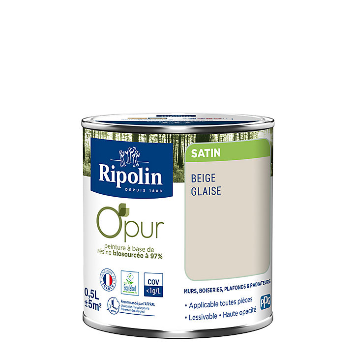 Peinture intérieure Ripolin O'Pur beige glaise satin 0,5L