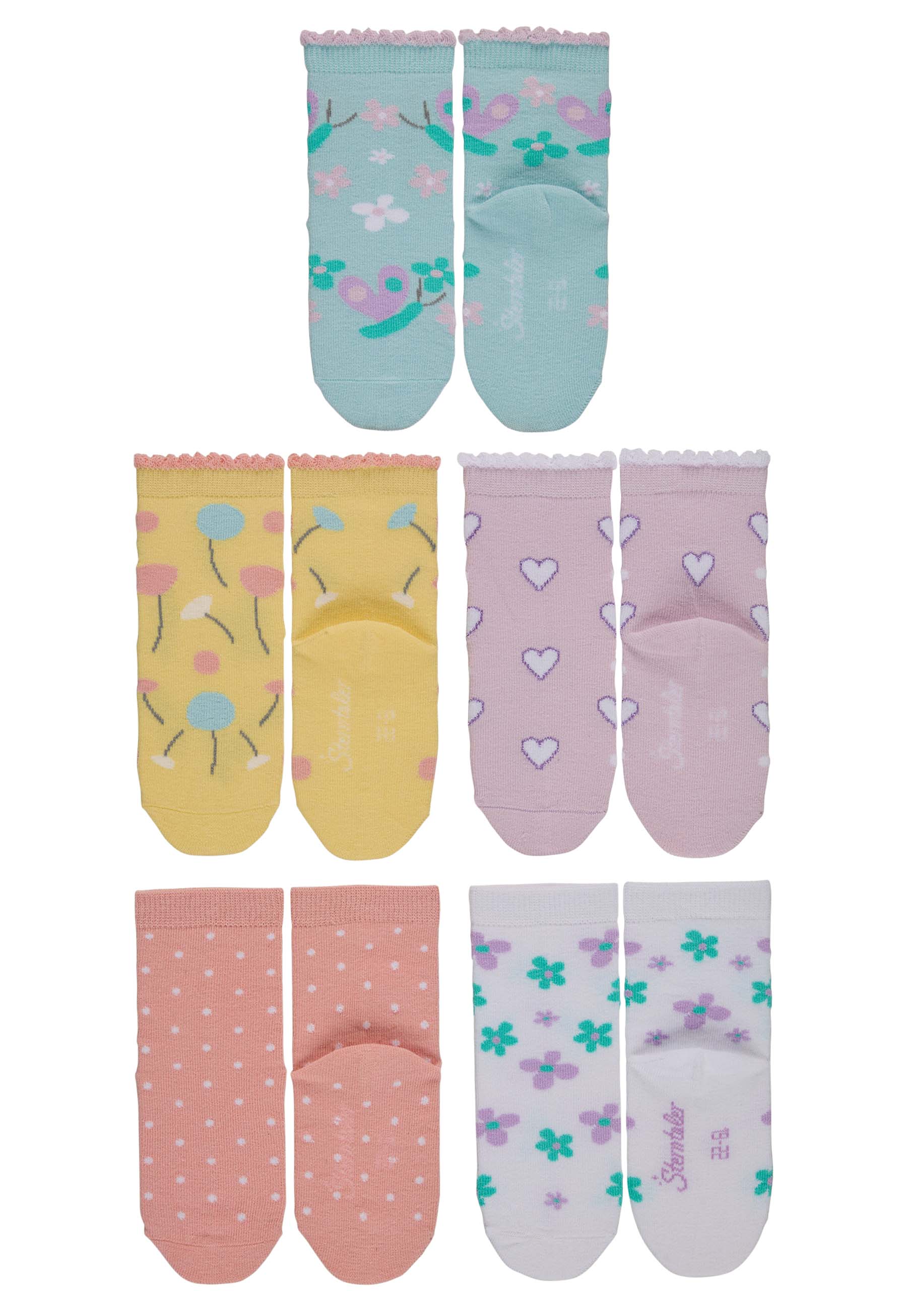 Socken BLUMEN 5er Pack in flieder