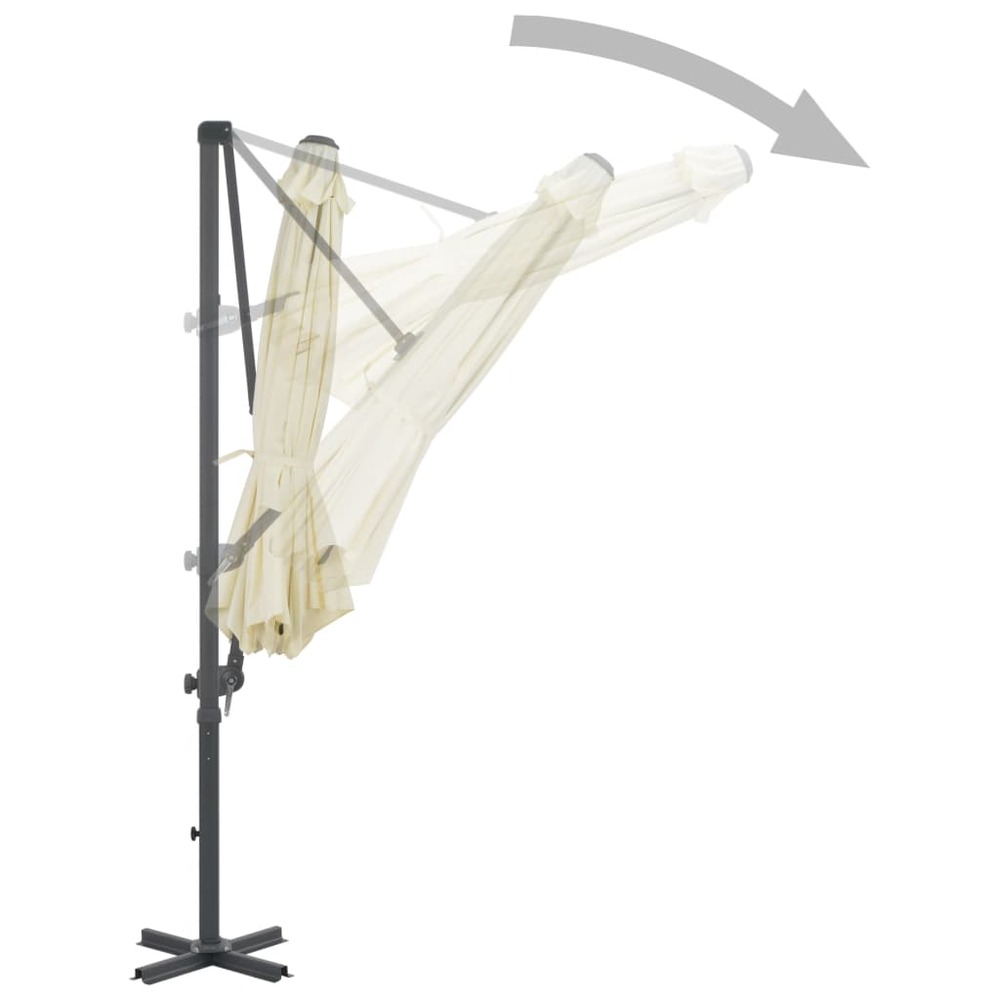 Parasol d'extérieur avec base portable diamètre 3 m sable