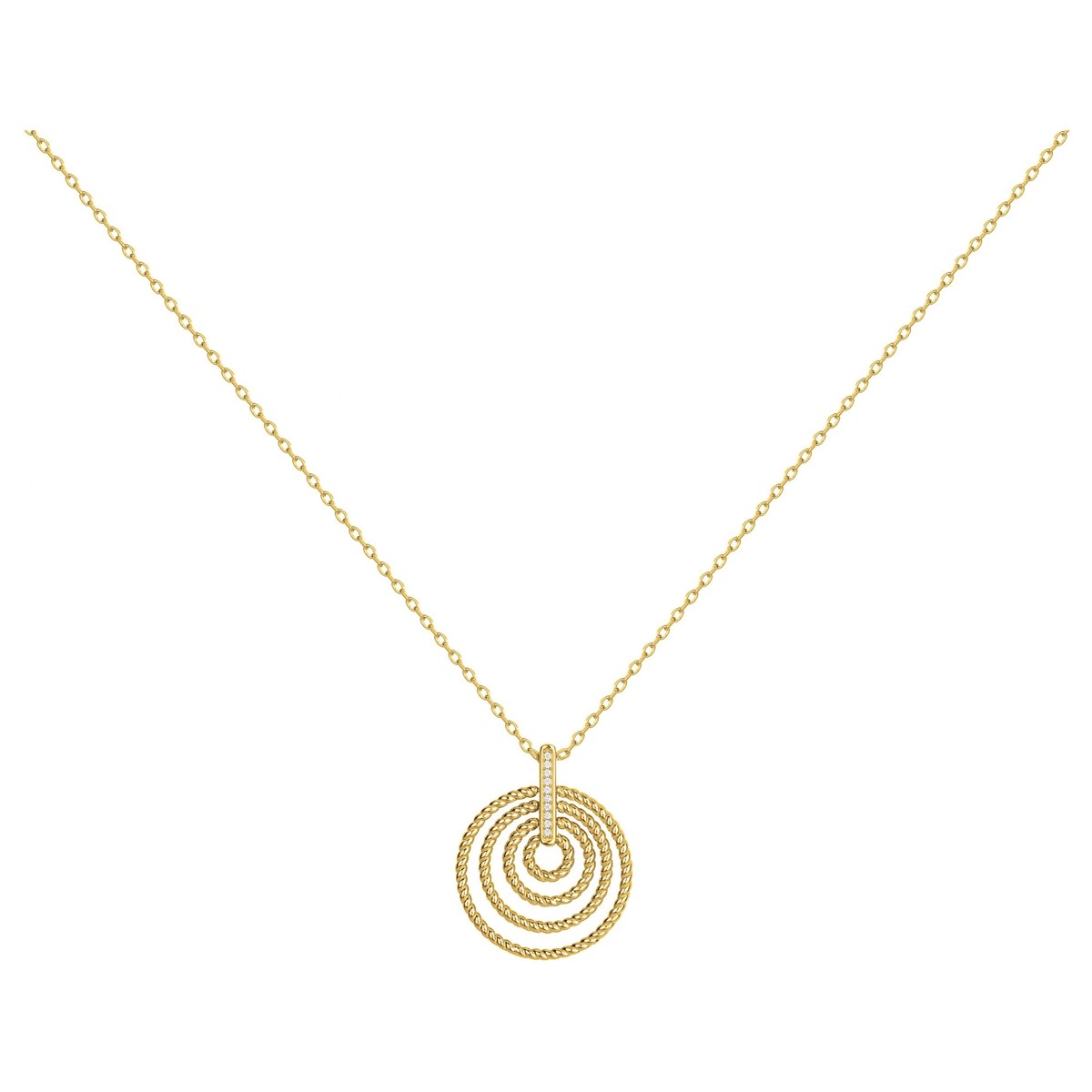 Collier mono-motif en Plaqué Or avec oxyde de zirconium blanc