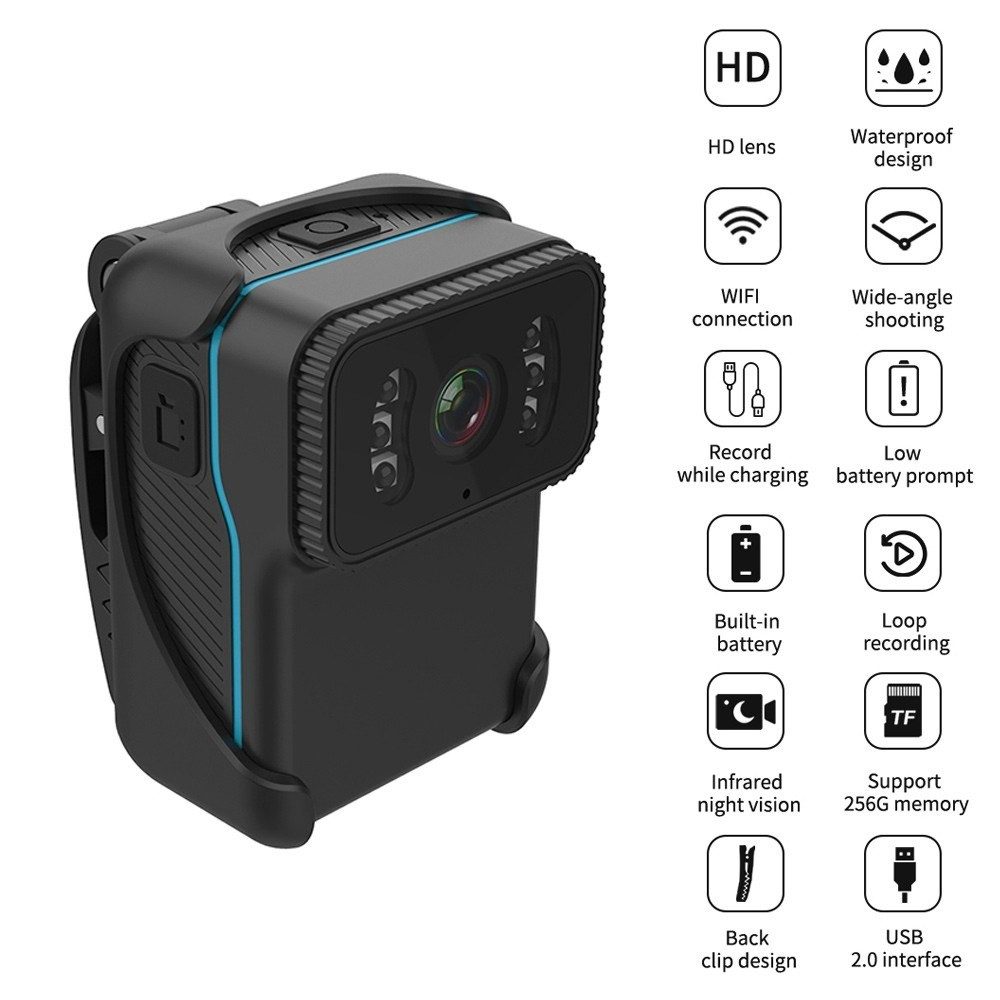 1080P HD Action Cam WiFi Kamera mit Weitwinkel   Nachtsicht / Micro SD Kartenslot - Schwarz