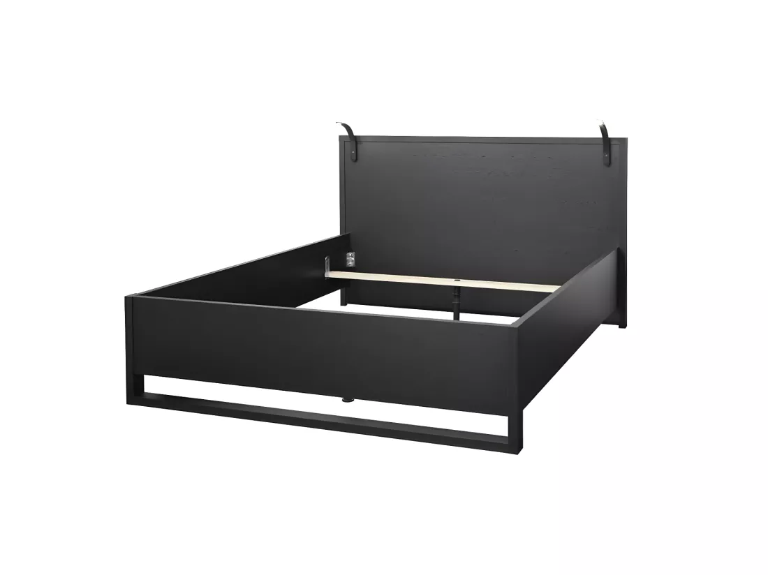 Chambre complète 140x190/200 cm à led Bois Noir - UNYS n°1