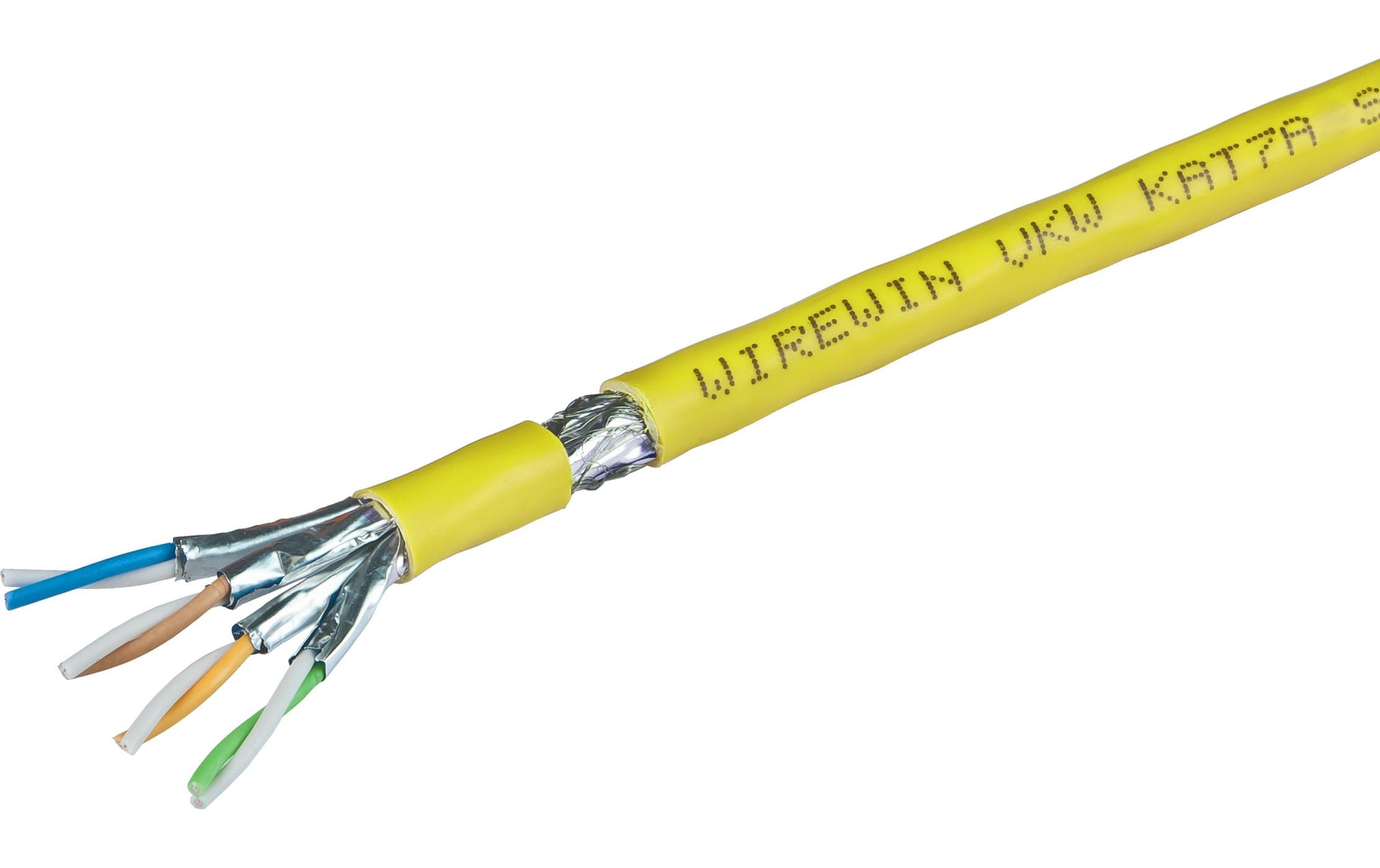 Verlegekabel VKW SFTP K7A L3 Cat 7A, S/FTP, 500 m, Gelb<br>KAT7A Verlegekabel, S/FTP, 1200MHz, LSOH3, Single, PoE optimiert, 500m
