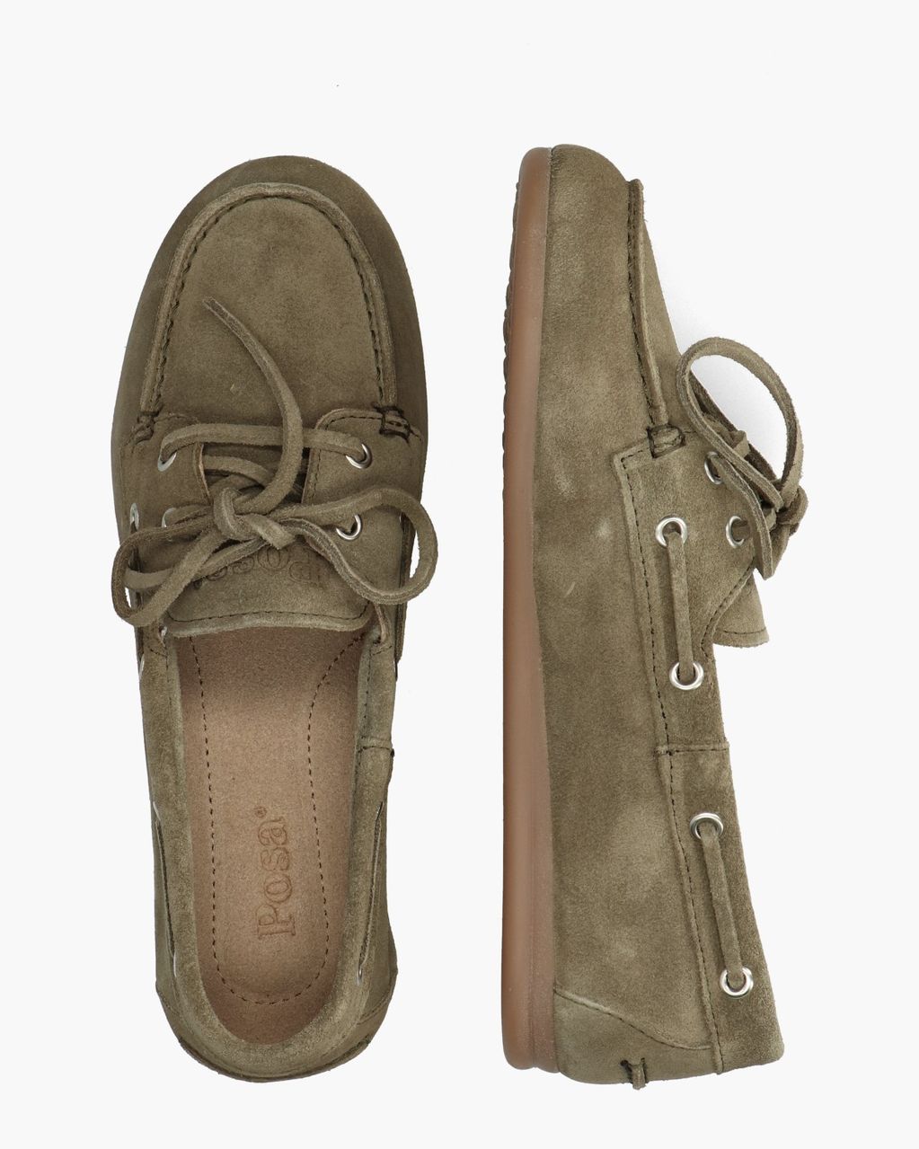 Posa Boat Loafer Brushed Khaki Dames Veterschoenen