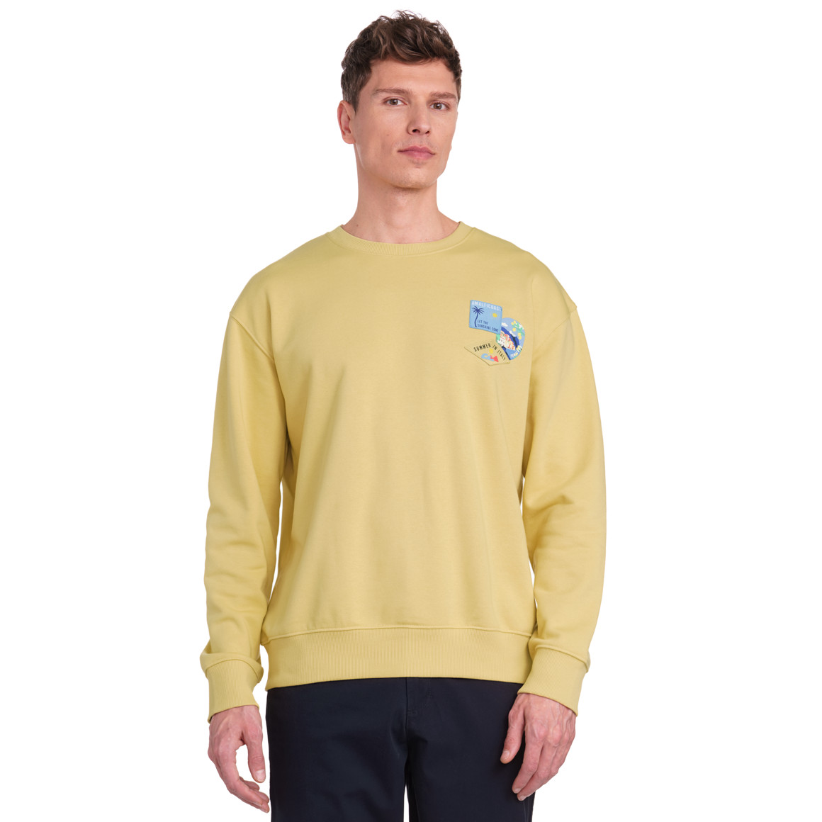 Jonas Nielsen Herren Sweatshirt mit Backprint gelb