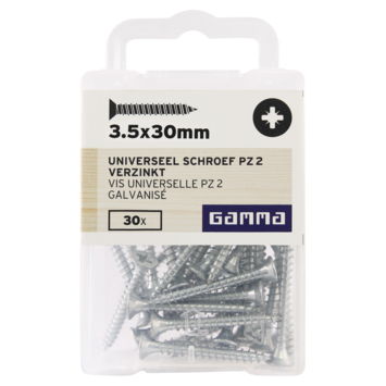 GAMMA schroef universeel platkop verzinkt 3.5x30 mm 30 stuks