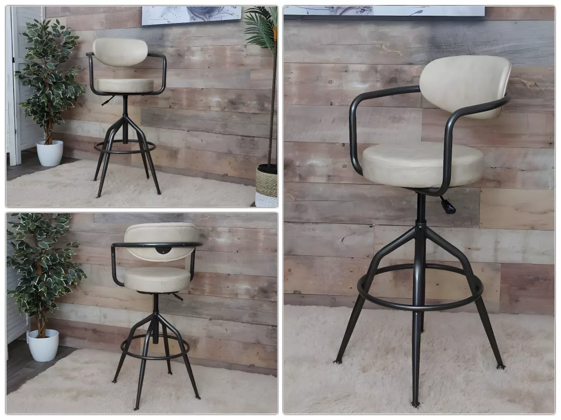 Tabouret de bar MCW-H10f, vintage beige
