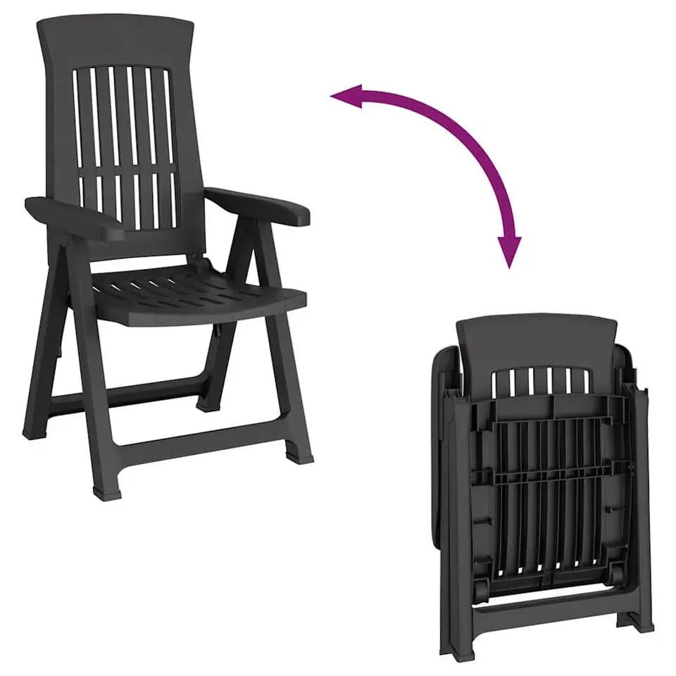 vidaXL - Verstelbare Tuinstoelen - Antraciet - Polypropyleen - 2 stuks