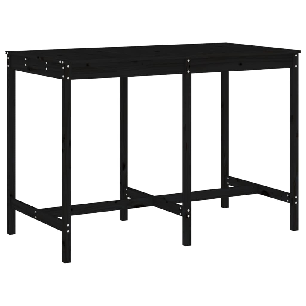 Ensemble de bar de jardin 7 pcs noir bois de pin massif