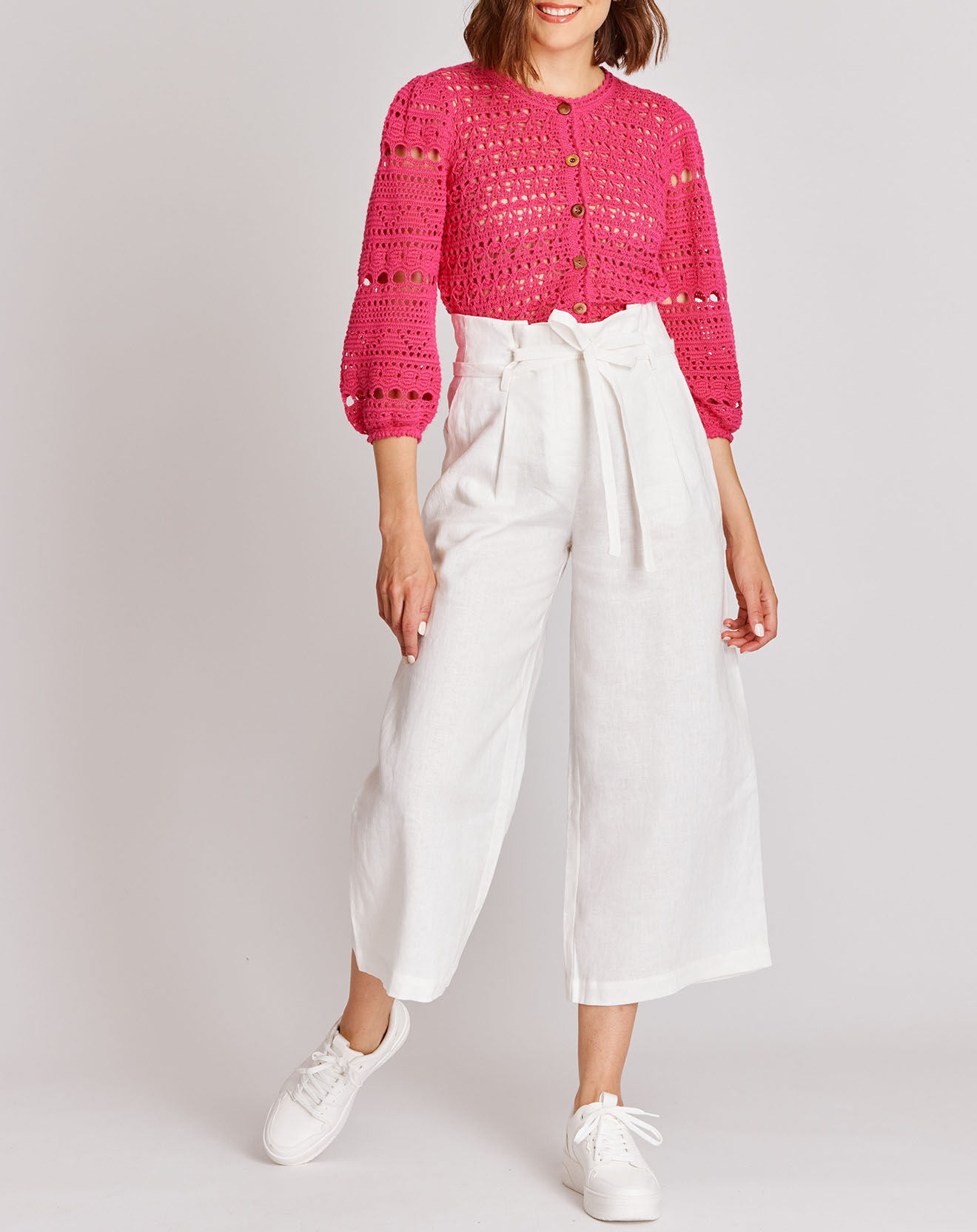 Derhy Pantalon 100% Lin Malala blanc