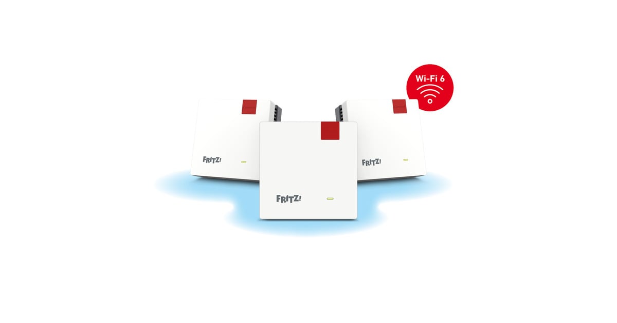 FRITZ!Mesh Set 1600 3-pack Edition International repeater  (Wit/rood, 3 stuks, Mesh Wi-Fi)