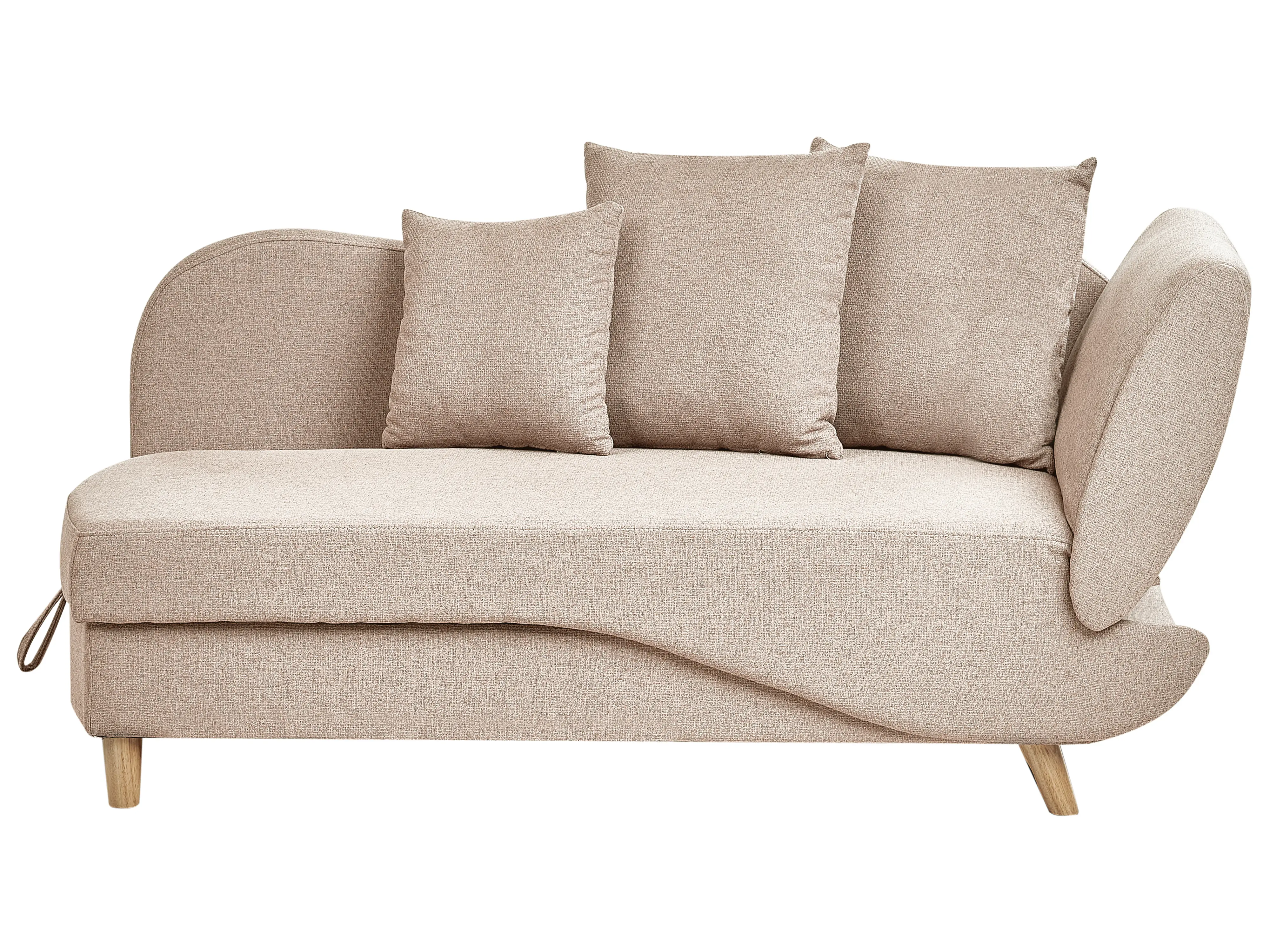 Rechtszijdige chaise longue MERI Kunstlinnen Lichtbruin met opbergruimte