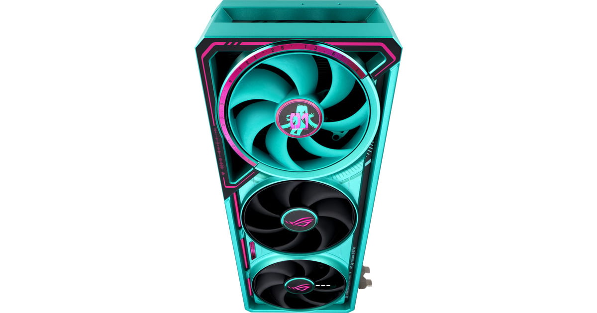 ASUSGeForce RTX 5080 ROG ASTRAL GAMING OC Hatsune Miku Edition grafische kaart  (Turquoise, DLSS 4, 3x DisplayPort, 2x HDMI 2.1)