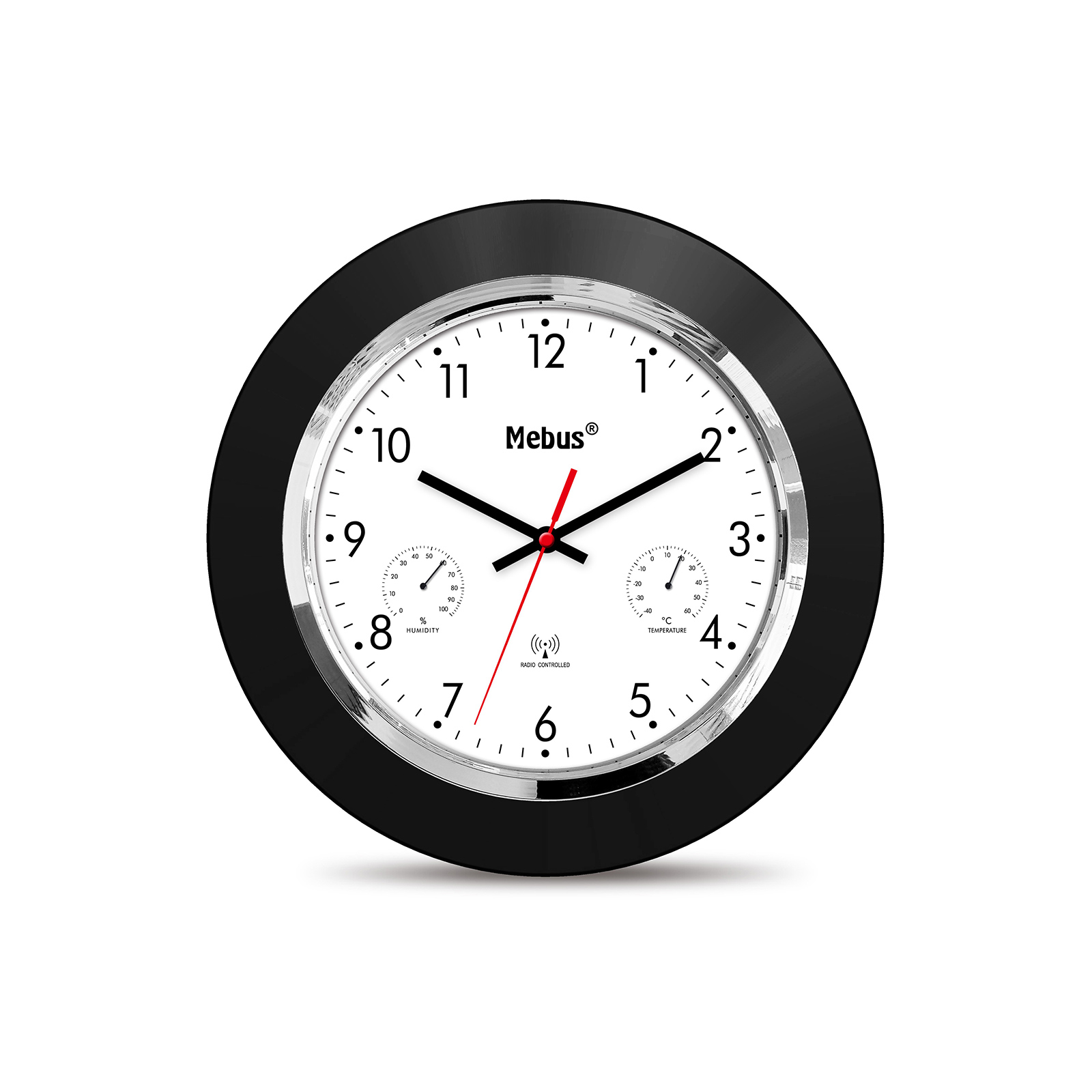 Funk-Wanduhr - schwarz -Ø 25 cm