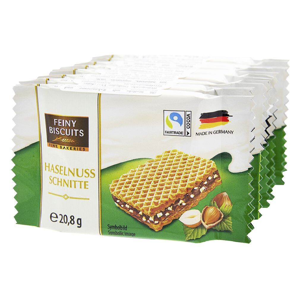 Gaufrette fourrée cacao et éclats de noisettes 8x20,8gr