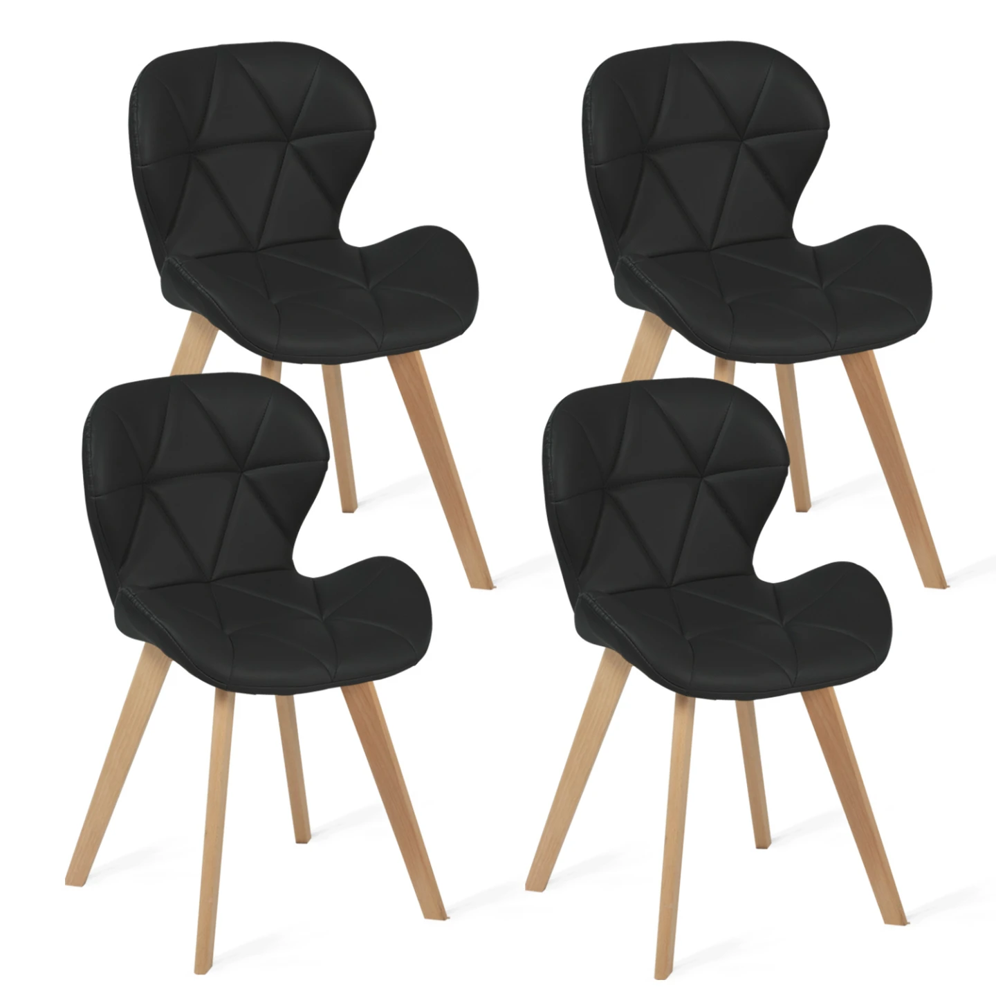 Lot de 4 chaises ROBINE en PU noires pour salle à manger