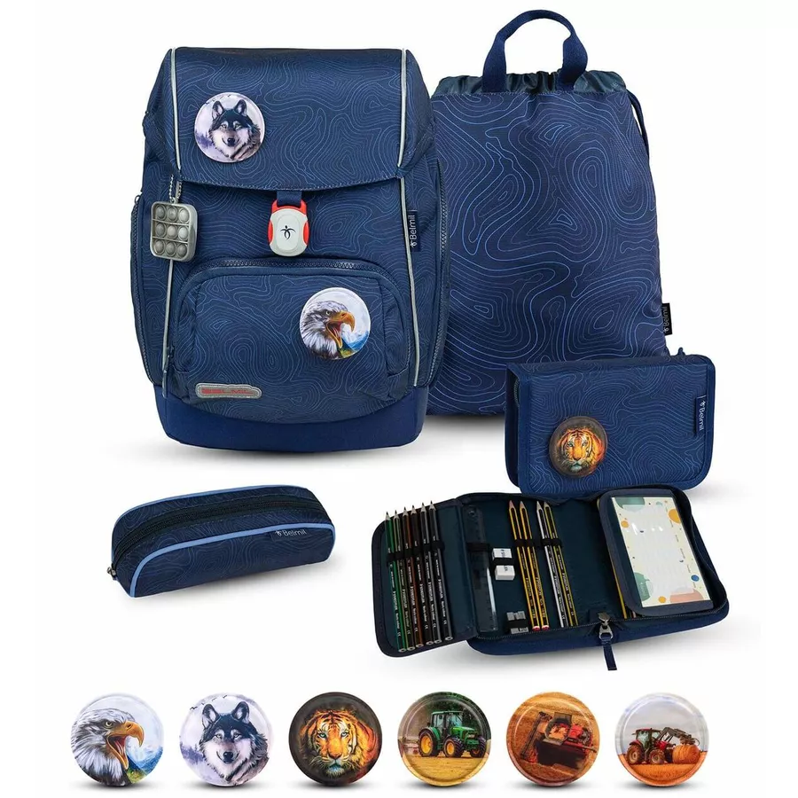 Belmil Schulranzen Premium Comfy Plus Set 5-teilig Topographic