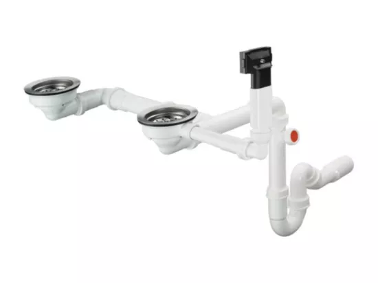 Vidage manuel pour évier 2 bacs granite HANSGROHE D17-10 inox