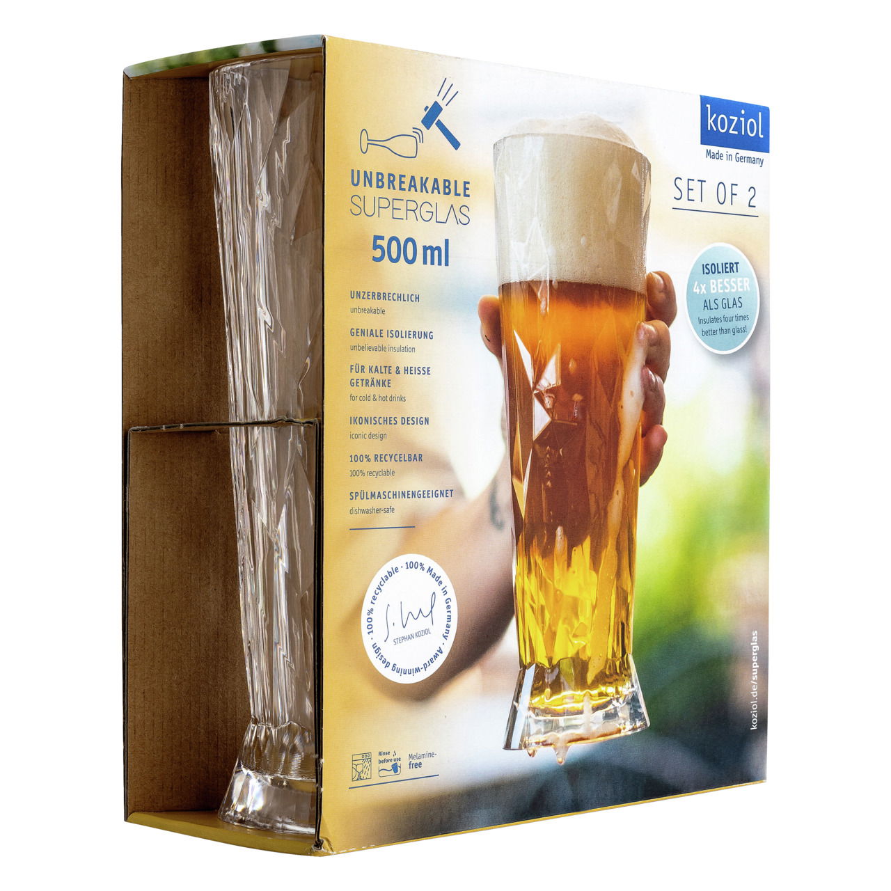 Koziol 2er-Set Kunststoff-Weizenbecher Club No. 11 SUPERGLAS
