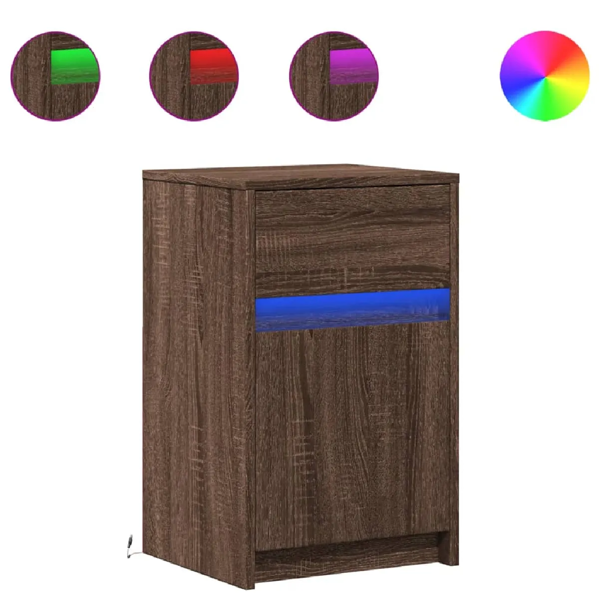 vidaXL Armoires de chevet avec LED - Chêne marron