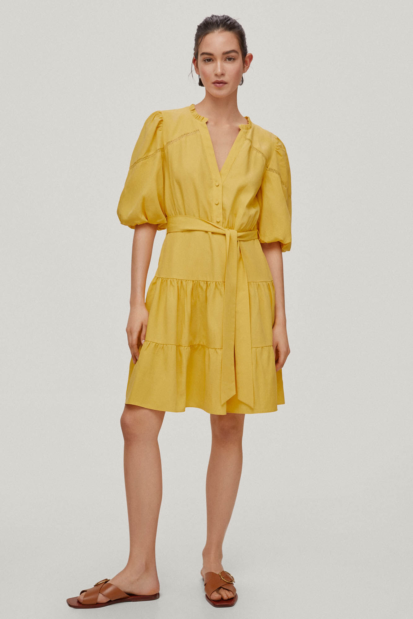 Vestido justo, estampa de mangá - Amarelo