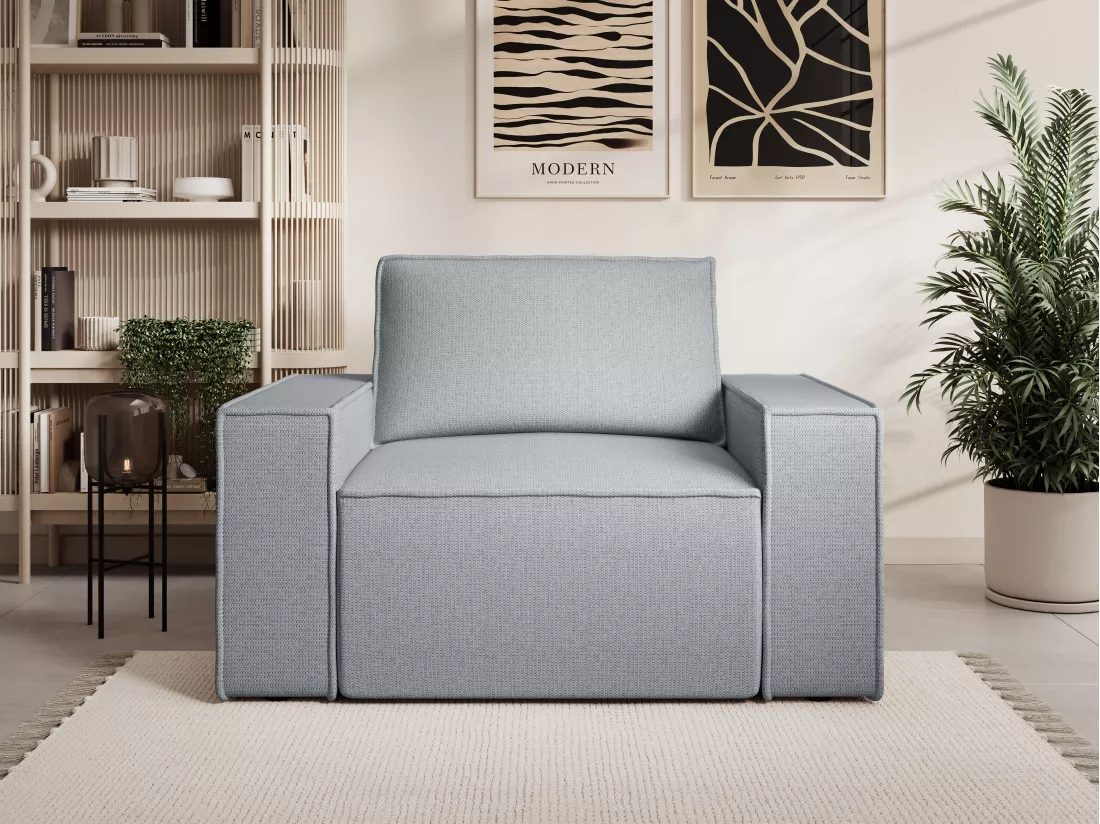 Fauteuil en tissu texturé gris AMELIA