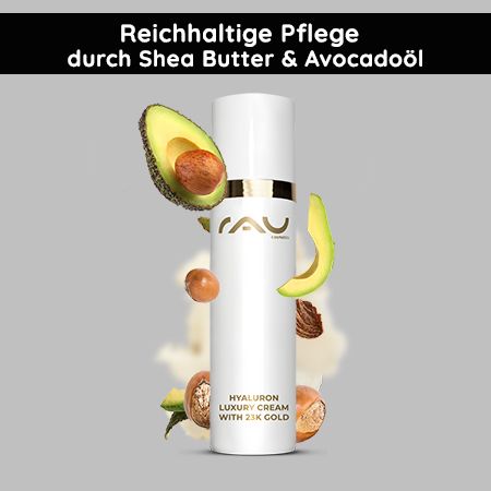 RAU Cosmetics Hyaluron Luxury Creme mit 23K Gold Tagespflege mit Aufpolsterungseffekt