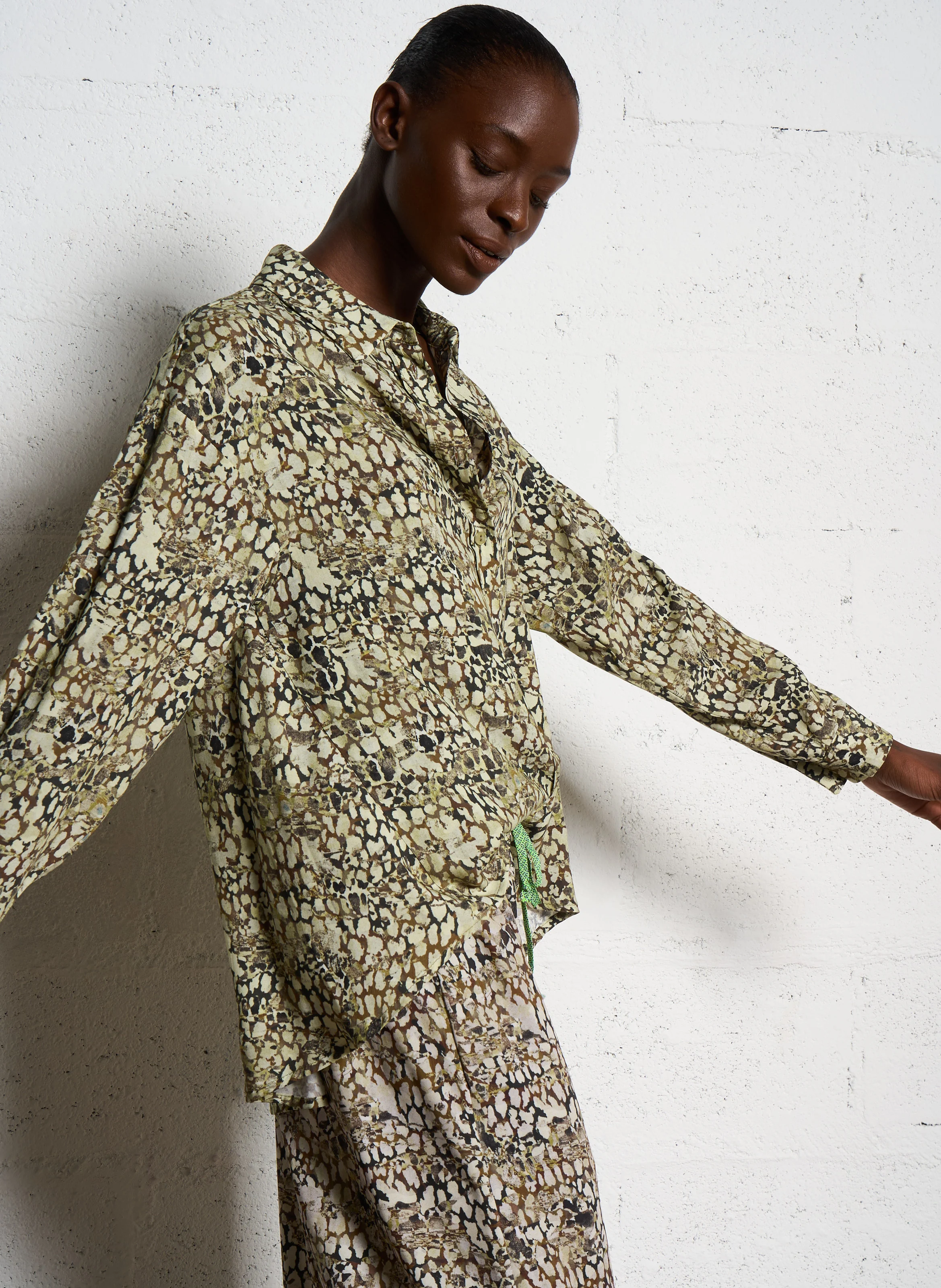 Chemise col classique imprimée | Vert