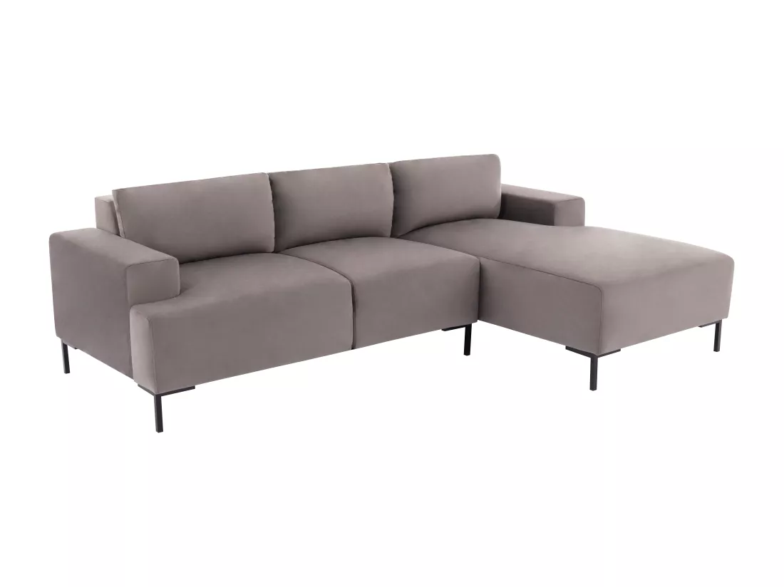 Canapé d'angle droit en velours gris MADALENI