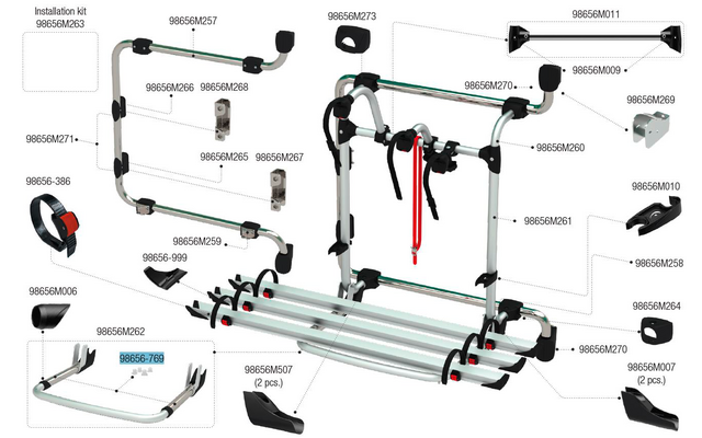 Fiamma Bohrungsabdeckungen Auflagebügel passend für Carry Bike Pro / Pro M / Pro C / UL / CL / Mercedes V Class Premium / VW Frame Crafter E-Bike / VW Frame Crafter 3 Bikes - Fiamma Ersatzteilnummer 98656-769