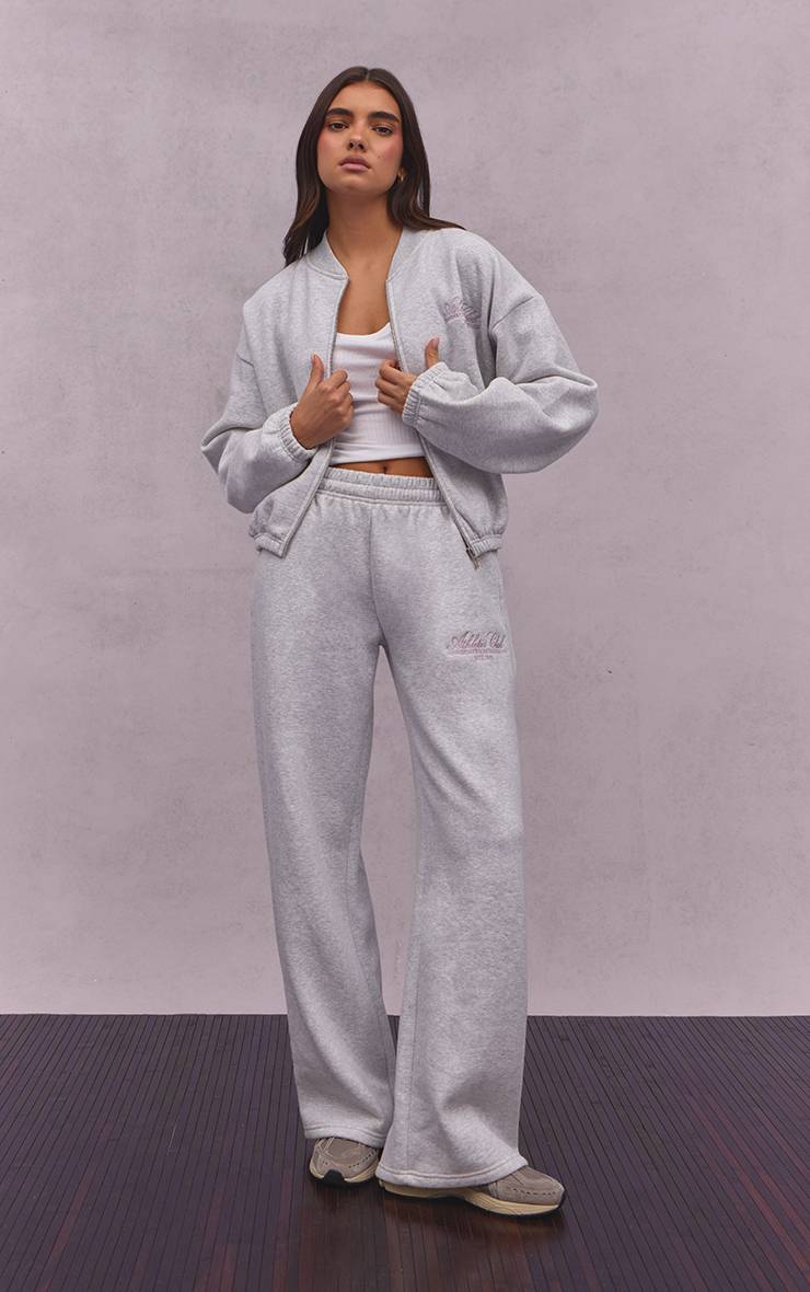 Gris Cendré Pantalon De Jogging Droit En Molleton De Coton Athletics Club