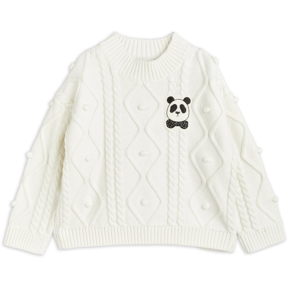 Køb Mini Rodini Offwhite Panda Texture Strik Sweater