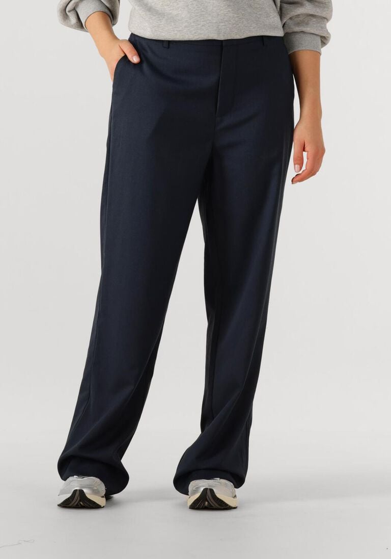 donkerblauwe alix the label wijde broek ladies woven clean pants