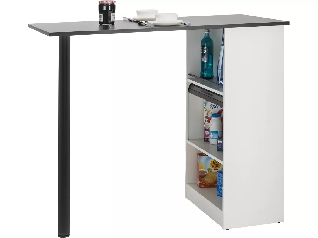 Table de Cuisine et Meuble de Rangement Blancs - Coloris: Noir
