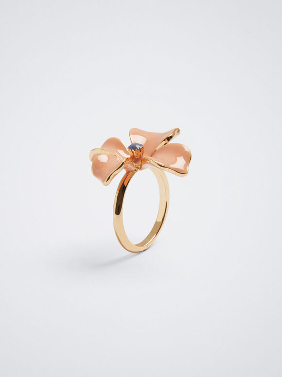 Anel com flor - Rosa