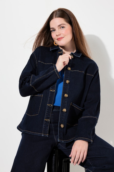 Jeansjacke, Hemdkragen, Stretch, Biobaumwolle