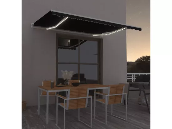 Auvent manuel rétractable avec LED 450x350 cm Anthracite