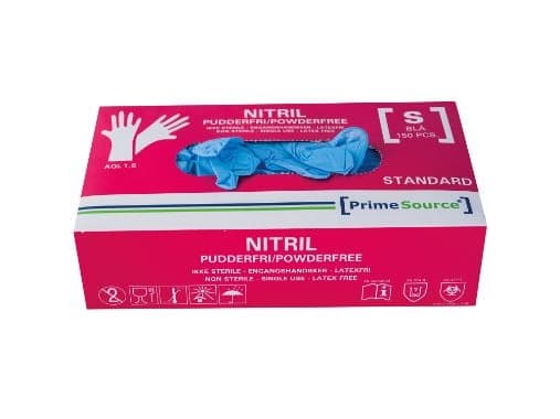 Engangshandske Prime Source STANDARD str. S uden Pudder Nitril AQL 1.5 blå - (150 stk.)