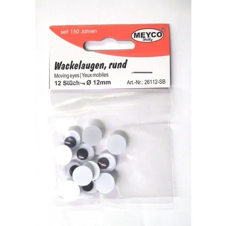Meyco Wackelaugen 12mm, 12 Stück
