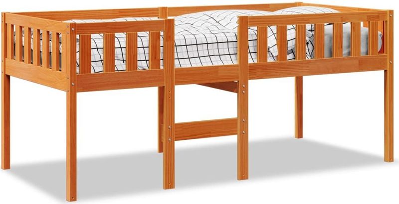 vidaXL Kinderbed - Massief Grenenhout - Wasbruin - Inclusief Lattenbodem